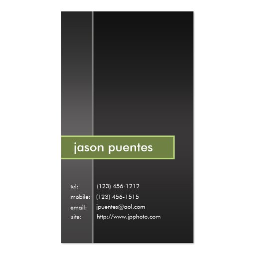modern and minimal black & lime green photography business card template (back side)