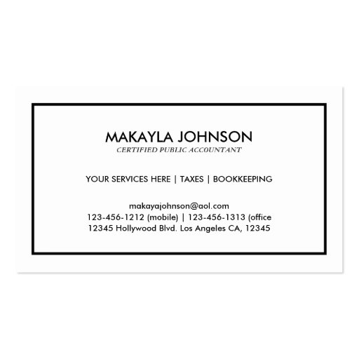 Modern and Minimal Certified Accountant Business Card (back side)