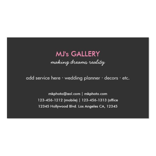 Modern and Minimal Professional Wedding Planner Business Card Template (back side)