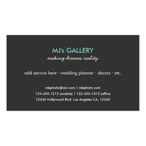 Modern and Minimal Professional Wedding Planner Business Card (back side)
