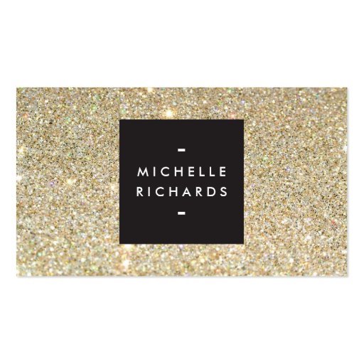 MODERN and SIMPLE BLACK BOX on GOLD GLITTER Business Cards (front side)