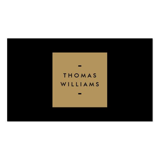 MODERN and SIMPLE GOLD BOX LOGO on BLACK Business Card Template (front side)