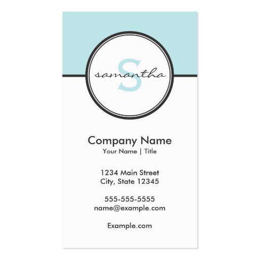 Modern Aqua and Gray Business Card (front side)
