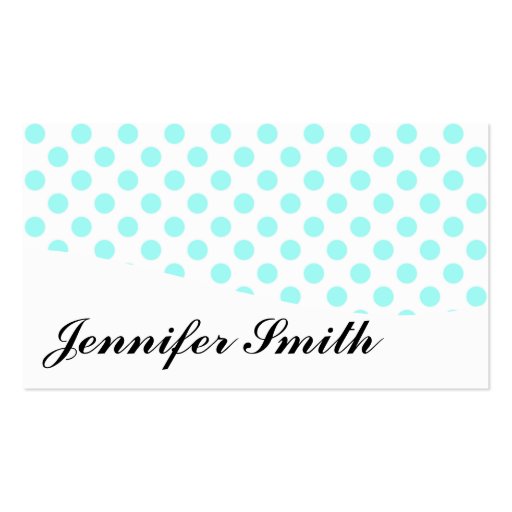 Modern Aqua and White Polka Dot Business Cards (front side)