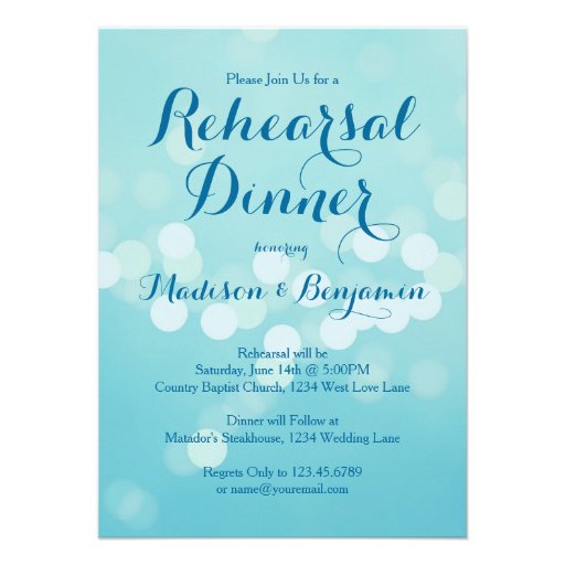 Modern Aqua Blue Rehearsal Dinner Invitations