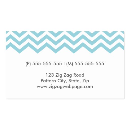 Modern aqua chevron pattern business card (back side)