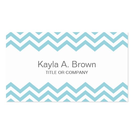 Modern aqua chevron pattern business card (front side)