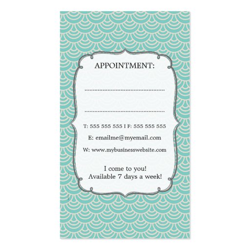 Modern Aqua Scales Hair Stylist Appointment Cards Business Card Templates (back side)