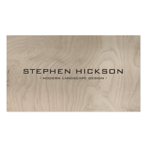 MODERN & ARCHITECTURAL CARVED TEXT on GRAY WOOD Business Card (front side)