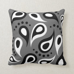 Modern Art Black White Gray Hip Paisley Pattern Pillow