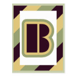 Modern art deco letter B with striped border Postcard