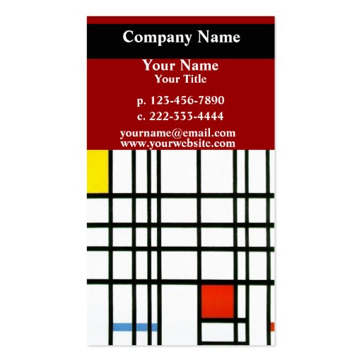 Modern Art Inspired  Business Card red (back side)