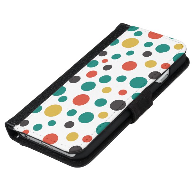 Modern Artistry Stylish Mix Size Colorful Dots iPhone 6 Wallet Case-5