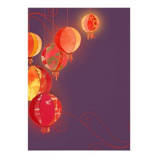 Modern Asian Lantern Fall Bridal Shower Invitation