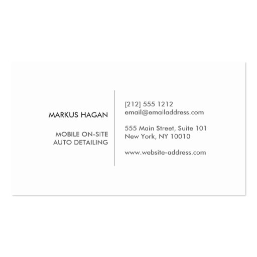 MODERN AUTO DETAILING, AUTO REPAIR BUSINESS CARD (back side)