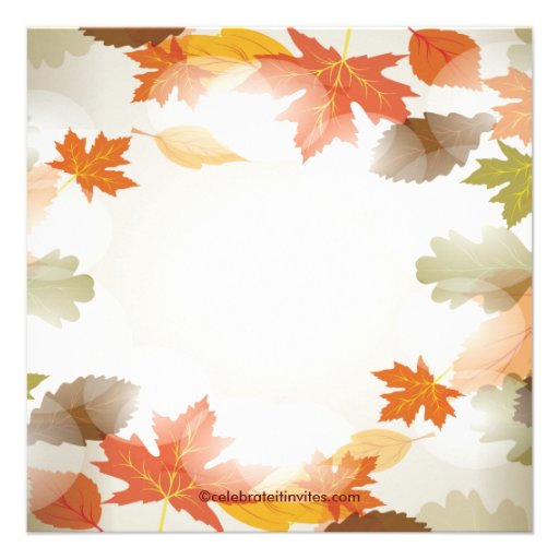 Modern Autumn Fall Leaves Bridal Shower Invitation