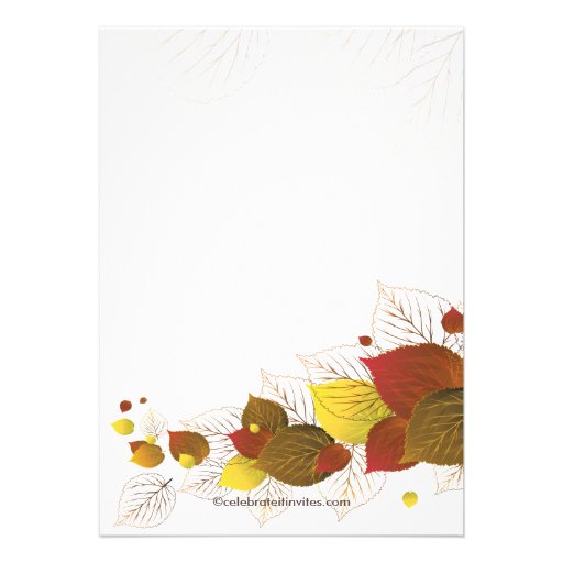 Modern Autumn Fall Leaves Bridal Shower Invitation