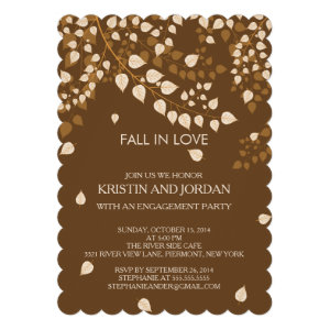 Modern Autumn Fall Leaves Engagement Party Personalized Invites