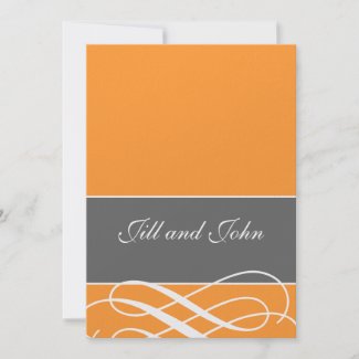 Modern Autumn Wedding Invitations Orange Grey invitation