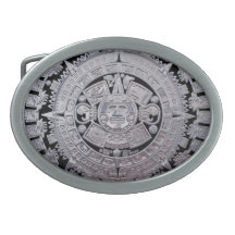 Modern Aztec Mayan Calender Oval Belt Buckles