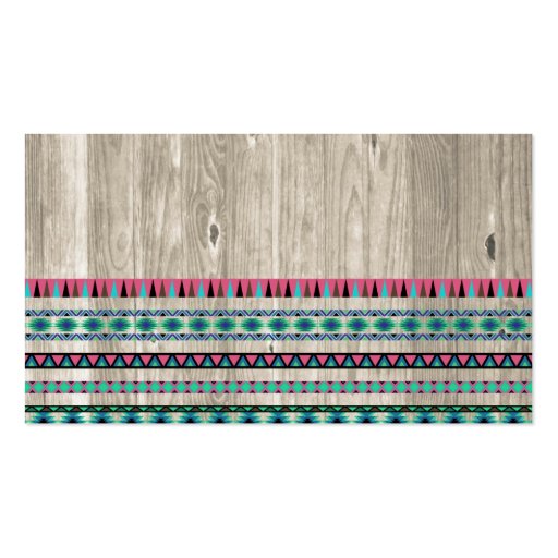Modern Aztec Pattern on Wood Business Card Template (back side)