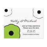 Modern B&W Green Save the Date Postcard