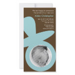 Modern Baby Announcement - Blue Pacifier Custom Photo Card