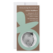 Modern Baby Announcement - Seafoam Green Pacifier Photo Cards