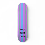 Modern baby blue and green stripes on violet skate board deck