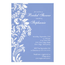Modern Baby blue Leaf Swirl Bridal Shower Announcement