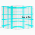 Modern baby blue neon plaid on white background 3 ring binder