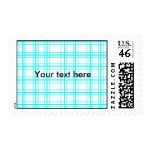 Modern baby blue neon plaid on white background stamp