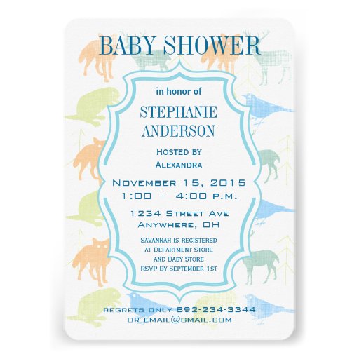 Modern Baby Boy Woodland Creatures Shower Invitation Zazzle Modern Baby Boy Woodland Creatures Shower Invitation Zazzle