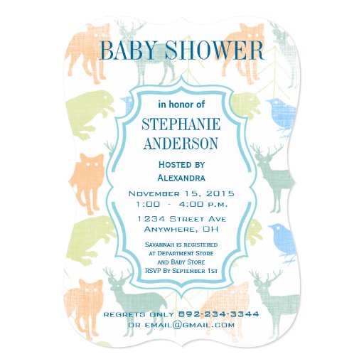 Modern Baby Boy Woodland Creatures Shower Custom Invitations Zazzle Modern Baby Boy Woodland Creatures Shower Custom Invitations Zazzle
