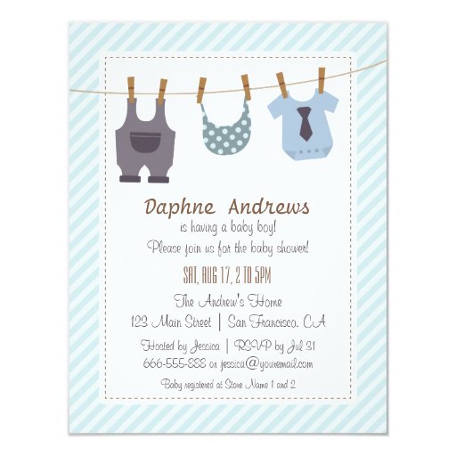Modern Baby Clothes Boy Shower Invitations Zazzle Modern Baby Clothes Boy Shower Invitations Zazzle