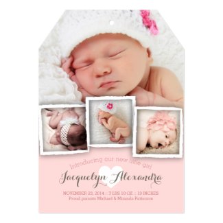 Modern Baby Dreams Sweet Girl Birth Announcement