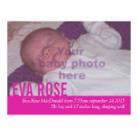 Modern baby girl pink photo announcement postcard postcards