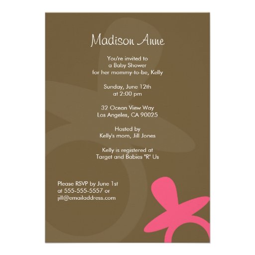 Modern Baby Girl Shower Invitation - Pink & Brown
