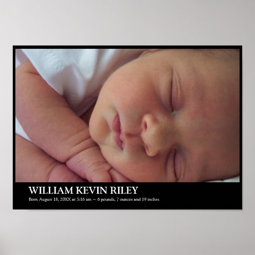 Modern baby photo statistic wall hanging art black poster