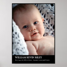 Modern baby photo vertical wall hanging art black print