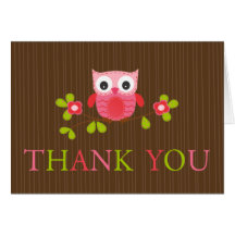 Modern Baby Shower Owl Thank You Note Card