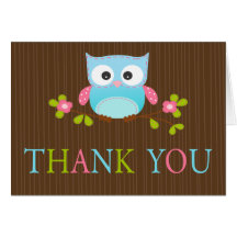 Modern Baby Shower Owl Thank You Note Card