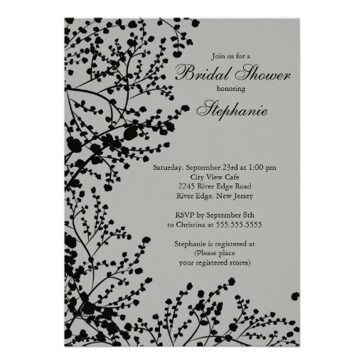 Modern Baby's Breath Floral Bridal Shower Custom Announcements