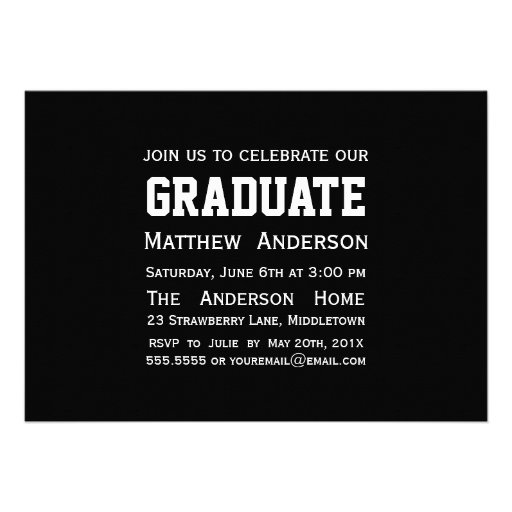 Modern Badge Photo Graduation Invitation - Black