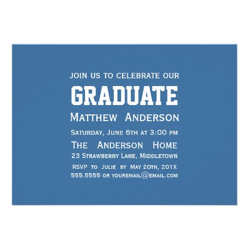 Modern Badge Photo Graduation Invitation - Blue