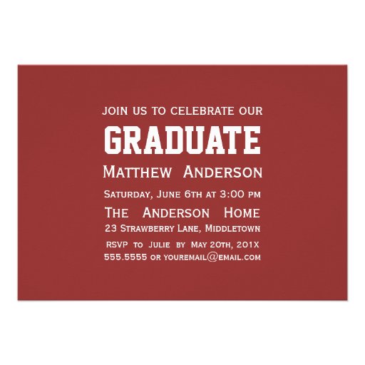 Modern Badge Photo Graduation Invitation - Red