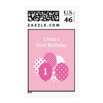 Modern Balloons Personalized Postage Stamp - Pink
