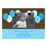 Modern Balloons Photo Birthday Invitation - Blue invitations