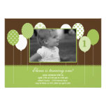 Modern Balloons Photo Birthday Invitation - Green invitations