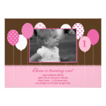 Modern Balloons Photo Birthday Invitation - Pink invitations